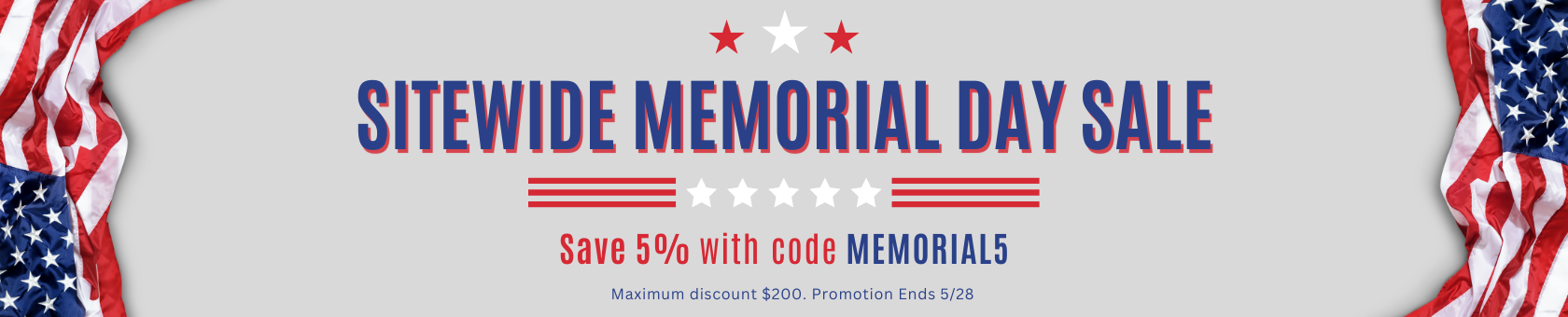 sitewide memorial day sale, save 5% off